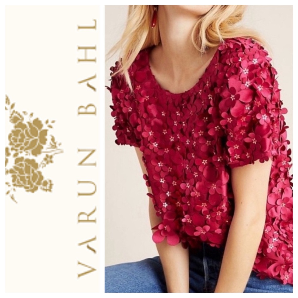 Varun Bahl Red Flower Top